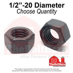 1/2″-20 Grade 8 Finished Hex Nuts Plain Fine Thread (Pick Quantity)