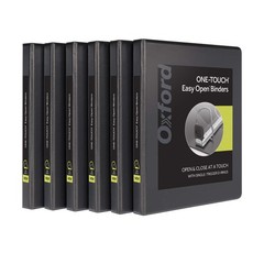 Oxford 3 Ring Binders, 0.5 inch ONE-Touch Easy Open D Rings, Inch, Black
