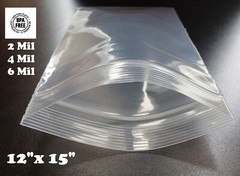 12″x15″ Zip Seal 2 Mil 4 Mil 6 Mil Thick Reclosable Top Lock Plastic Zipper Bags
