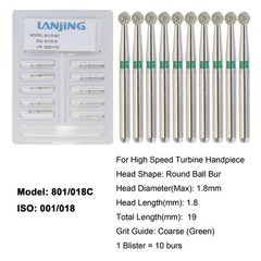 Dental Round Diamond Bur Long Surgical Diamond Bur FG High Speed Coarse Fine 801
