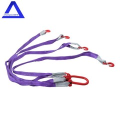 Four Leg Bridle Web Sling 5ft 6600lbs Lifting Slings with G80 Grab Hooks Safe
