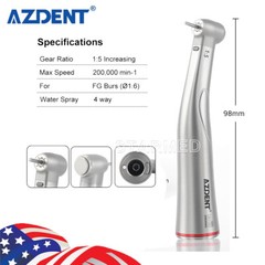 Dental LED 1:5 Increasing Fiber Optic Contra Angle Handpiece 4 Way Spray Push