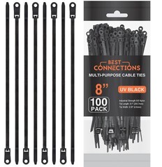 5,000 Pieces 8″ UV Black Nylon Cable Zip Ties Strong with Screw Down Hole
