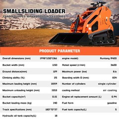 2025 Brand New Mini Tracked Skid Steer Loader 13.5HP 1600Ib Tracked Forestry USA