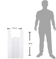 SALE Lot 1000 Large White Plastic T-shirt Shopping Bags Handles 11.5″x6.5″x22″