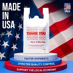 Thank You Plastic T-Shirt Bags 11.5×6.5×21 for Grocery Retail Shopping 100 pack