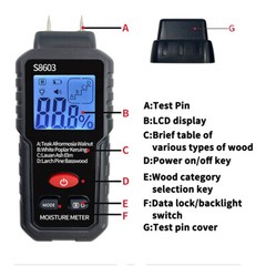 Handheld Digital LCD Wood Moisture Meter Tester for Firewood Paper Cardboard