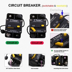 200 Amp Circuit Breaker with Manual Reset 12V48V Dc Waterproof 200A Amp Breakers