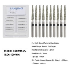 Dental Diamond Burs Round End Taper Diamond Bur Coarse Fine FG High Speed 856
