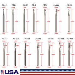 10-100* Dental Tungsten Carbide Steel Burs Drills for High Speed Handpiece