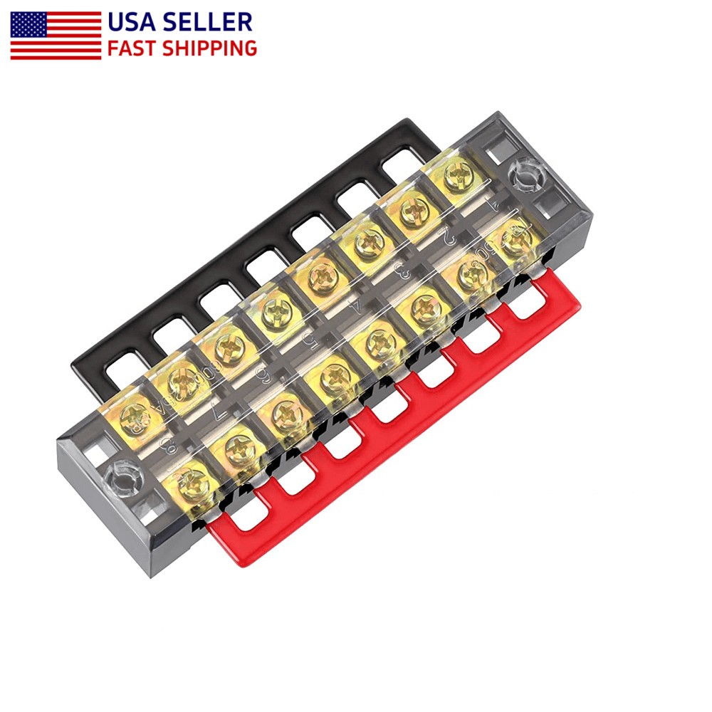 1 Set Dual Row 8-Position Screw Terminal Block Electrical Barrier Strip 600V 25A
