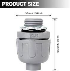1/2 Inch Liquid Tight Connector PVC Flexible Conduit Connector,Straight 180 Degr