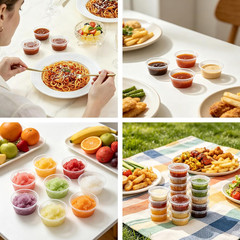 360 Set 2 Oz Jello Shot Cups with Lids, Small Plastic Food Portion Condiment Cup