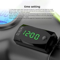 3-in-1 Waterproof Motorcycle Digital LED Thermometer Clock Voltage Voltmeter