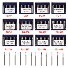 Dental Carbide Burs FG1/2/3/4/5/6/7/8 Round for High Speed Handpiece 10 -100Pcs