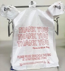 100 Bags 1/6 Large 21 x 6.5 x 11.5 “Thank You” T-Shirt Plastic Grocery Shopping