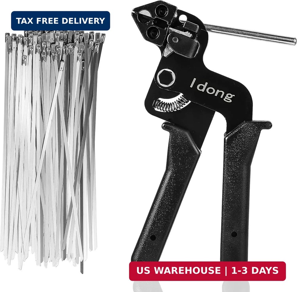 Metal Zip Tie Wrap Gun Kit,Stainless Steel Cable Tie Tool with 100PCS Cable Ties