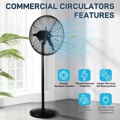 20″ High Velocity Industrial Pedestal Fan, 5000CFM Oscillating Fan With 4-Speeds