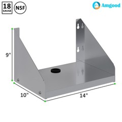 10 in. x 14 in. Stainless Steel Ticket Printer Shelf with Cord Grommet, 18 Gauge