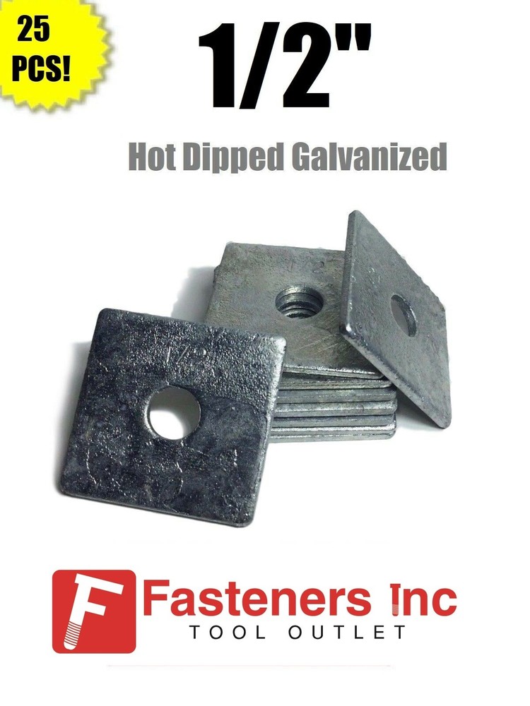 1/2″ X 2″ X 2″ Square Plate Washers Hot Dip Galvanized (25 BOX)
