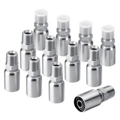 12Pack 1/2″ I.D. Hose x 1/2″ NPTF Male Hydraulic Hose End Crimp Fittings w/Cover