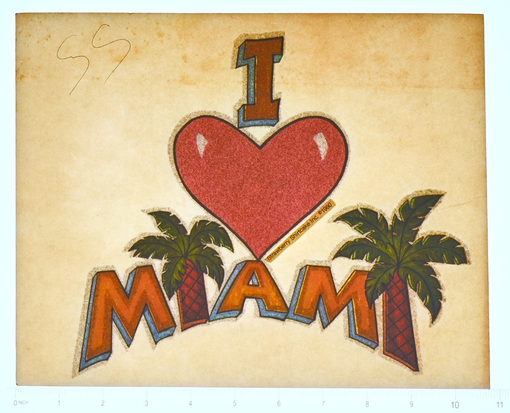 Original VINTAGE 1970s Heat Transfer | I Love Miami Palm Trees Design
