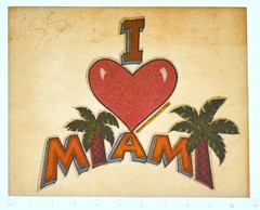 Original VINTAGE 1970s Heat Transfer | I Love Miami Palm Trees Design