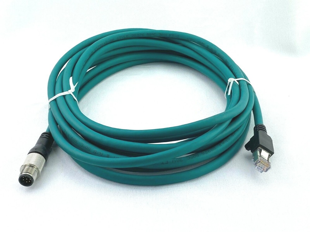 COGNEX CCB-84901-1003-05 5m (15ft) Green PVC Patch Cable 8p M12 Connector RJ45