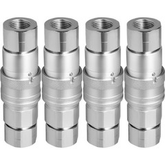 VEVOR 4 Sets 1/2″ Flat Face Hydraulic Coupler Quick Connect Skid Steer Bobcat