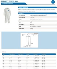 Dupont Tyvek 400 Disposable Protective Coverall Case 25 TY120/122/127SWH2500