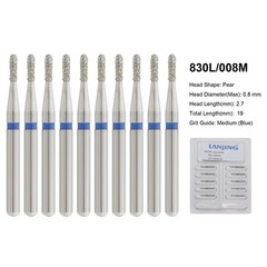 Dental 330 Diamond Bur Pear 830/008 830/010 Medium Coarse Grit High Speed FG