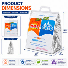 2 Pack Hot Cold Insulated Food Delivery Bags Thermal Grocery Shopping Cooler