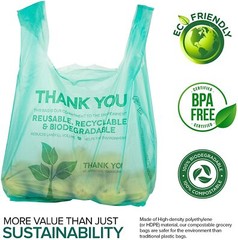 Biodegradable T-Shirt Grocery Shopping Bags Large 22×6.5×12 0.5 Mil Pick Qty