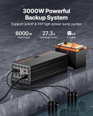VEVOR Sump Pump Battery Backup System 3000W LCD Auto Switches to Battery