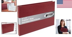 7-Ring Burgundy Textured Check Binder with Zipper Pouch – Efficient Organizer