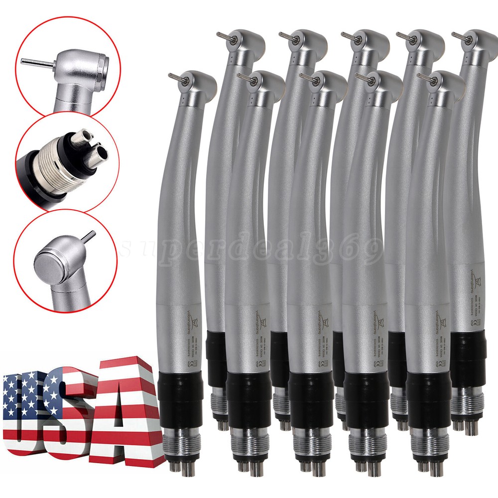 10Pcs Dental High Speed Handpiece Standard Head Push+Quick Coupler 4-Hole YBNK4