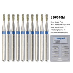 Dental 330 Diamond Bur Pear 830/008 830/010 Medium Coarse Grit High Speed FG