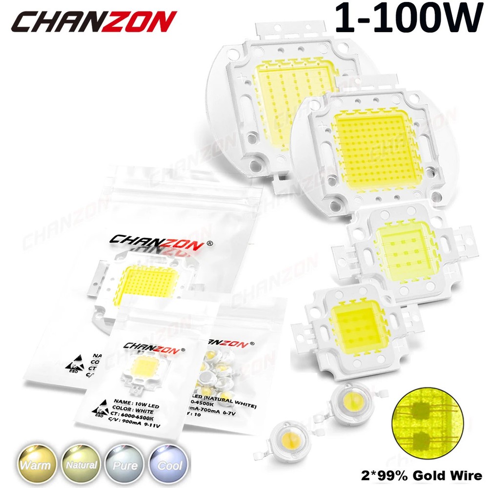 High Power Led Light Chip Bead 1W 3W 5W 10W 20W 30W 50W 100W Warm Natural Cold
