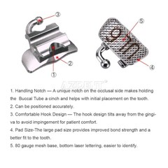5Packs Dental Orthodontic Bondable Buccal Tube ROTH 022 1st Molar Convertible