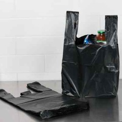 100 BLACK T-shirt Bags Plastic Grocery Shopping Bag Heavy Duty 11.5″x 6.5″ x 22″