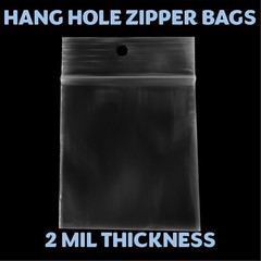 3″x3″ Hang Hole Zip Top Lock Seal Reclosable Poly Bags Zipper Baggies 2Mil