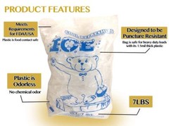 7lbs BPA Free FDA Approved Clear Plastic Ice Bags 1.5 mil With Twist Tie