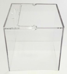 2 x Clear Plastic Cube Box 3.5″ Desk Organizer Pen Post-it Holder office display