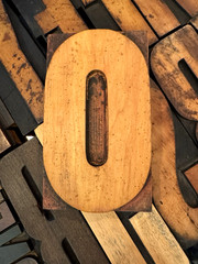 Large WOOD Number 0 or Letter O Tall Antique Letterpress Print TYPE 6-5/8″H