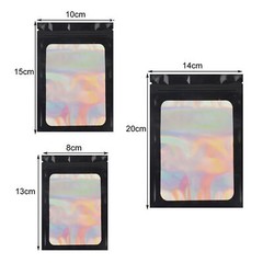 100/200 Pcs Holographic Mylar Foil Bags Resealable Zip Seal Pouches Smell Proof