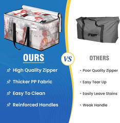 RoomHacks Heavy Duty Clear Moving Bags with Reinforced Handle and Double Zipper,
