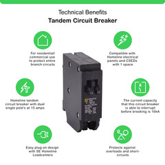 Square D HOMT2020 Homeline 20 amp Twin 1 Pole Tandem Circuit Breaker NEW!!