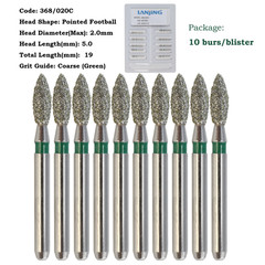 Dental Diamond Burs Football FG 368/023C 379-023F Egg Shape Coarse High Speed