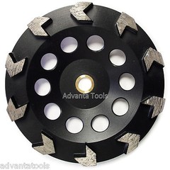 Pack of 10, 7” Arrow Segment Concrete Grinding Cup Wheel with 25/30 Grit Diamond