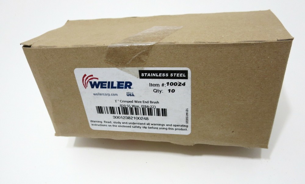 WEILER 10024 1″ .020 Stainless Crimped Wire End Brush BOX OF 10 – Made in USA
